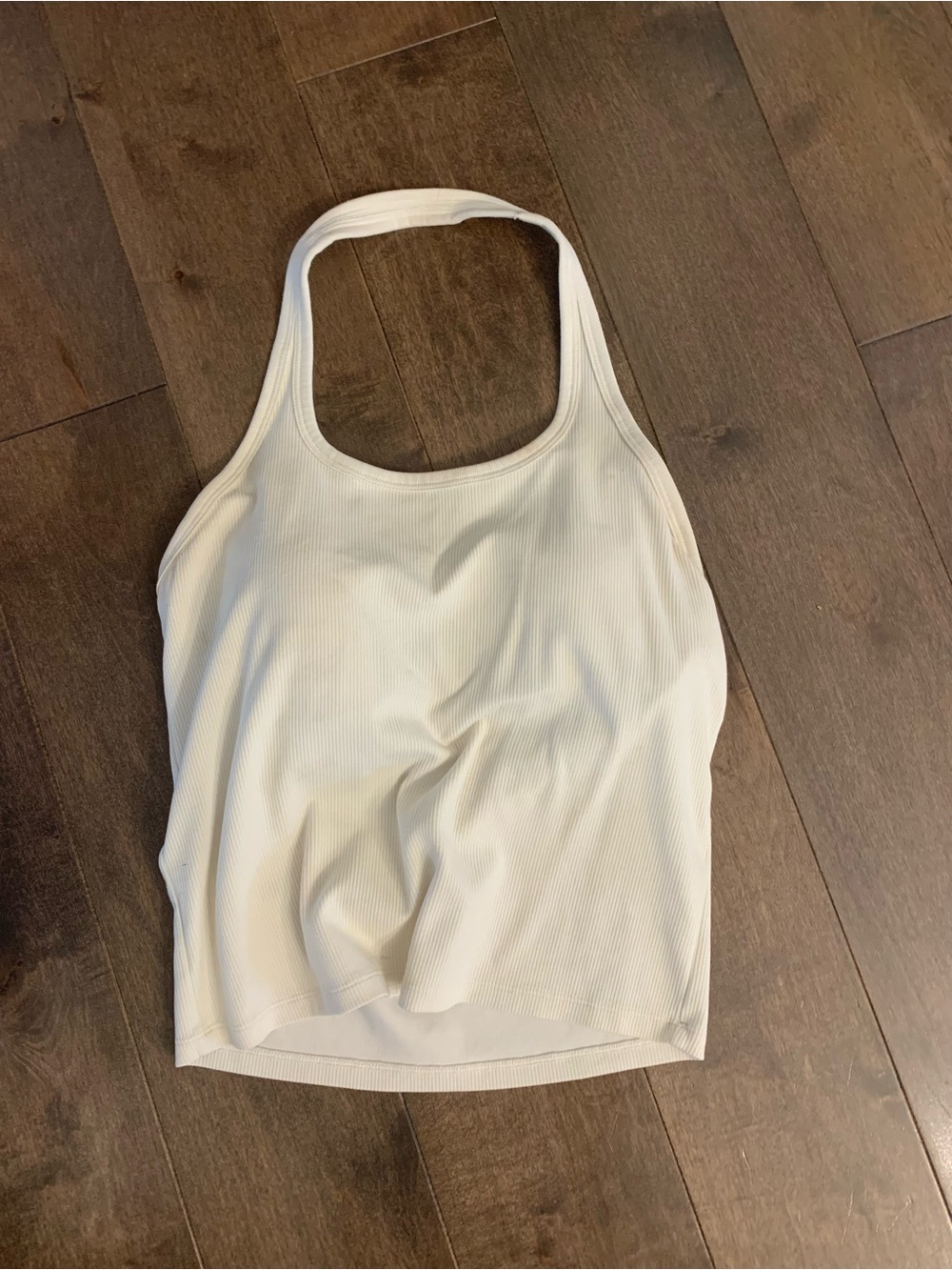 Uniqlo Women’s White Ribbed Halter Tank Top with integrated pads - medium